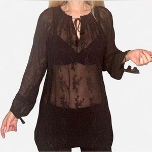 Lucky Brand Black Textured Top